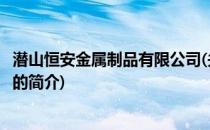 潜山恒安金属制品有限公司(关于潜山恒安金属制品有限公司的简介)