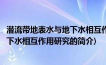 潜流带地表水与地下水相互作用研究(关于潜流带地表水与地下水相互作用研究的简介)