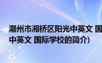 潮州市湘桥区阳光中英文 国际学校(关于潮州市湘桥区阳光中英文 国际学校的简介)