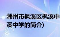 潮州市枫溪区枫溪中学(关于潮州市枫溪区枫溪中学的简介)