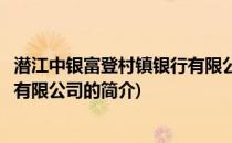 潜江中银富登村镇银行有限公司(关于潜江中银富登村镇银行有限公司的简介)