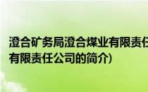 澄合矿务局澄合煤业有限责任公司(关于澄合矿务局澄合煤业有限责任公司的简介)