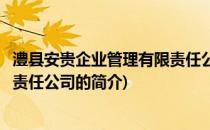 澧县安贵企业管理有限责任公司(关于澧县安贵企业管理有限责任公司的简介)