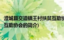 澄城县交道镇王村扶贫互助协会(关于澄城县交道镇王村扶贫互助协会的简介)