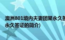 澳洲801境内夫妻团聚永久签证(关于澳洲801境内夫妻团聚永久签证的简介)