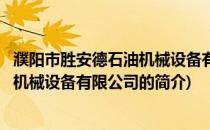 濮阳市胜安德石油机械设备有限公司(关于濮阳市胜安德石油机械设备有限公司的简介)