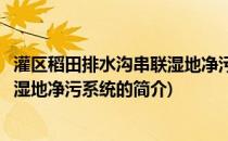 灌区稻田排水沟串联湿地净污系统(关于灌区稻田排水沟串联湿地净污系统的简介)