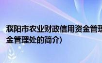 濮阳市农业财政信用资金管理处(关于濮阳市农业财政信用资金管理处的简介)