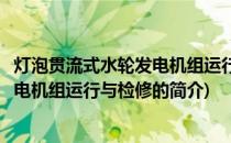 灯泡贯流式水轮发电机组运行与检修(关于灯泡贯流式水轮发电机组运行与检修的简介)