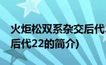 火炬松双系杂交后代22(关于火炬松双系杂交后代22的简介)