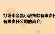 灯塔市金昌小额贷款有限责任公司(关于灯塔市金昌小额贷款有限责任公司的简介)