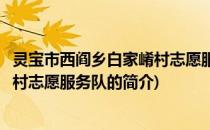 灵宝市西阎乡白家崤村志愿服务队(关于灵宝市西阎乡白家崤村志愿服务队的简介)