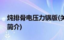 炖排骨电压力锅版(关于炖排骨电压力锅版的简介)