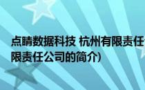 点睛数据科技 杭州有限责任公司(关于点睛数据科技 杭州有限责任公司的简介)