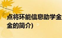 点将环能信息助学金(关于点将环能信息助学金的简介)