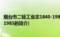 烟台市二轻工业志1840-1985(关于烟台市二轻工业志1840-1985的简介)