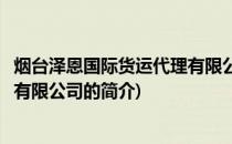 烟台泽恩国际货运代理有限公司(关于烟台泽恩国际货运代理有限公司的简介)