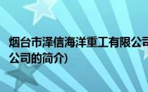 烟台市泽信海洋重工有限公司(关于烟台市泽信海洋重工有限公司的简介)