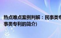 热点难点案例判解：民事类专利(关于热点难点案例判解：民事类专利的简介)