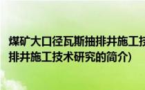 煤矿大口径瓦斯抽排井施工技术研究(关于煤矿大口径瓦斯抽排井施工技术研究的简介)