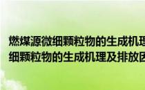 燃煤源微细颗粒物的生成机理及排放因子研究(关于燃煤源微细颗粒物的生成机理及排放因子研究的简介)