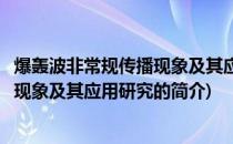 爆轰波非常规传播现象及其应用研究(关于爆轰波非常规传播现象及其应用研究的简介)