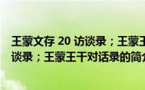 王蒙文存 20 访谈录；王蒙王干对话录(关于王蒙文存 20 访谈录；王蒙王干对话录的简介)