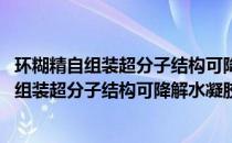 环糊精自组装超分子结构可降解水凝胶的研究(关于环糊精自组装超分子结构可降解水凝胶的研究的简介)