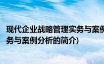 现代企业战略管理实务与案例分析(关于现代企业战略管理实务与案例分析的简介)