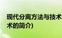 现代分离方法与技术(关于现代分离方法与技术的简介)