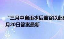 “三月中自雨水后盖谷以此时播种”指哪个节气 蚂蚁新村4月20日答案最新