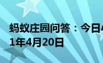 蚂蚁庄园问答：今日小鸡庄园答题的答案2021年4月20日