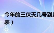 今年的三伏天几号到几号（今年的三伏天时间表）