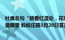 杜甫名句“晓看红湿处，花重锦官城”中，“锦官城”指的是哪里 蚂蚁庄园3月20日答案最新