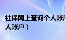 社保网上查询个人账户查询（社保网上查询个人账户）