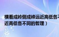 横看成岭侧成峰远近高低各不同的道理（横看成岭侧成峰远近高低各不同的哲理）