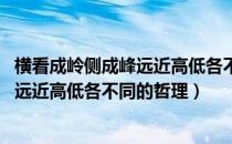 横看成岭侧成峰远近高低各不同的意思是（横看成岭侧成峰 远近高低各不同的哲理）