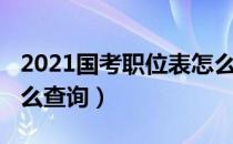 2021国考职位表怎么查（2021国考职位表怎么查询）