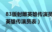 83版射雕英雄传演员表有刘德华（83版射雕英雄传演员表）