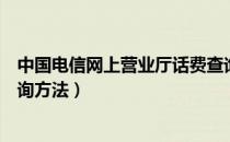 中国电信网上营业厅话费查询（中国电信网上营业厅话费查询方法）