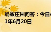 蚂蚁庄园问答：今日小鸡庄园答题的答案2021年6月20日