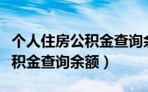 个人住房公积金查询余额怎么查（个人住房公积金查询余额）