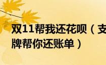 双11帮我还花呗（支付宝花呗双11如何撩大牌帮你还账单）