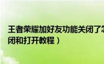 王者荣耀加好友功能关闭了怎么样（王者荣耀加好友功能关闭和打开教程）