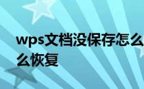 wps文档没保存怎么恢复 wps文档没保存怎么恢复