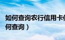 如何查询农行信用卡信息（农行信用卡信息如何查询）