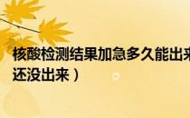 核酸检测结果加急多久能出来（核酸检测结果为什么24小时还没出来）