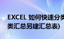 EXCEL 如何快速分类汇总(excel如何快速分类汇总另建汇总表)