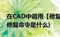 在CAD中调用【修复】命令的方法(cad图形修复命令是什么)