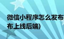 微信小程序怎么发布上线(微信小程序怎么发布上线后端)